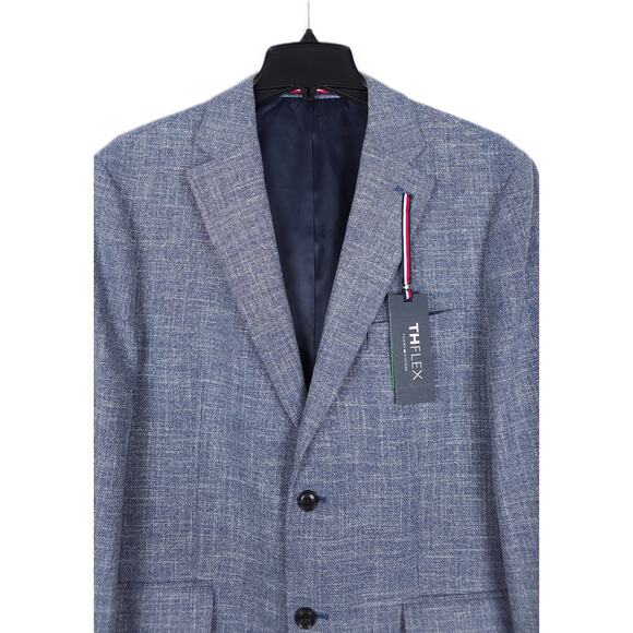 Tommy Hilfiger Men's Modern-Fit Flex Stretch Basketweave Sport Coat Blue 42L NWT - Picture 4 of 7